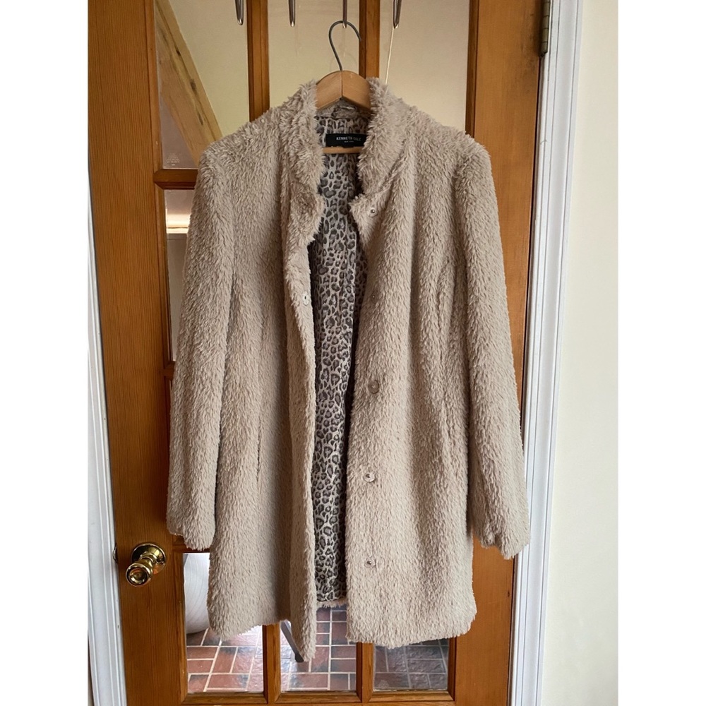 Kenneth Cole Faux Fur Coat (Beige)